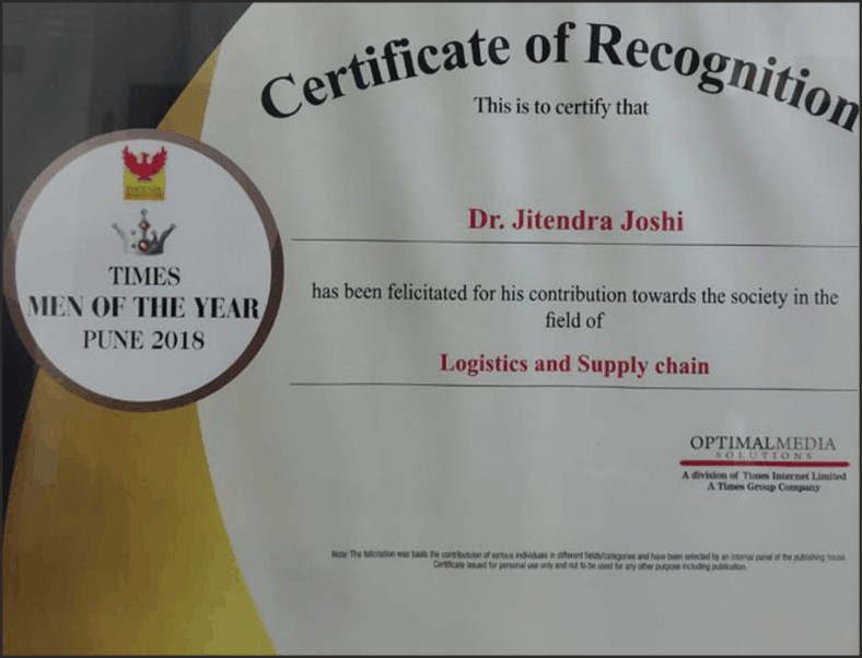 Times Men of the Year 2018, Logistics & Supply Chain, Dr Jitendra Joshi - Founder & Chairman of Abhi Group