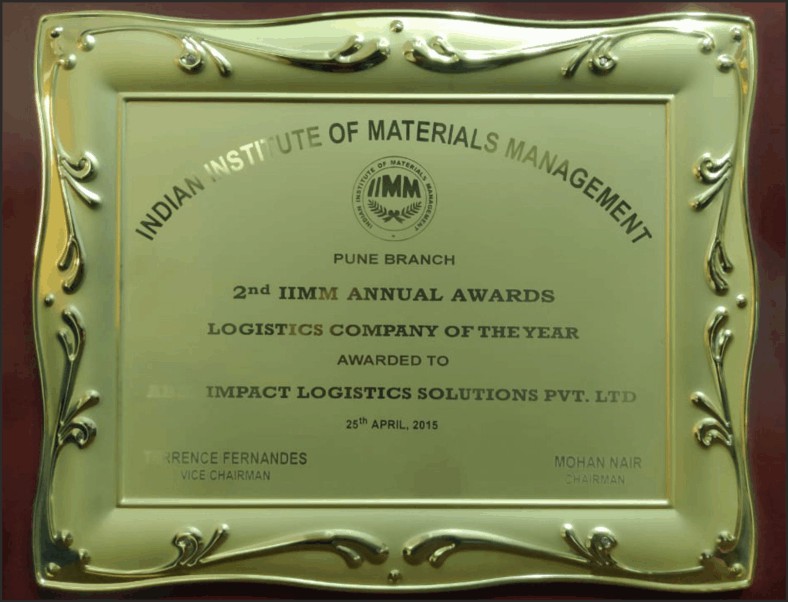 IIMM Award - Ash Logistics, Indian Institute Of Materials Management, Abhi Impact logistics solutions pvt. Ltd.